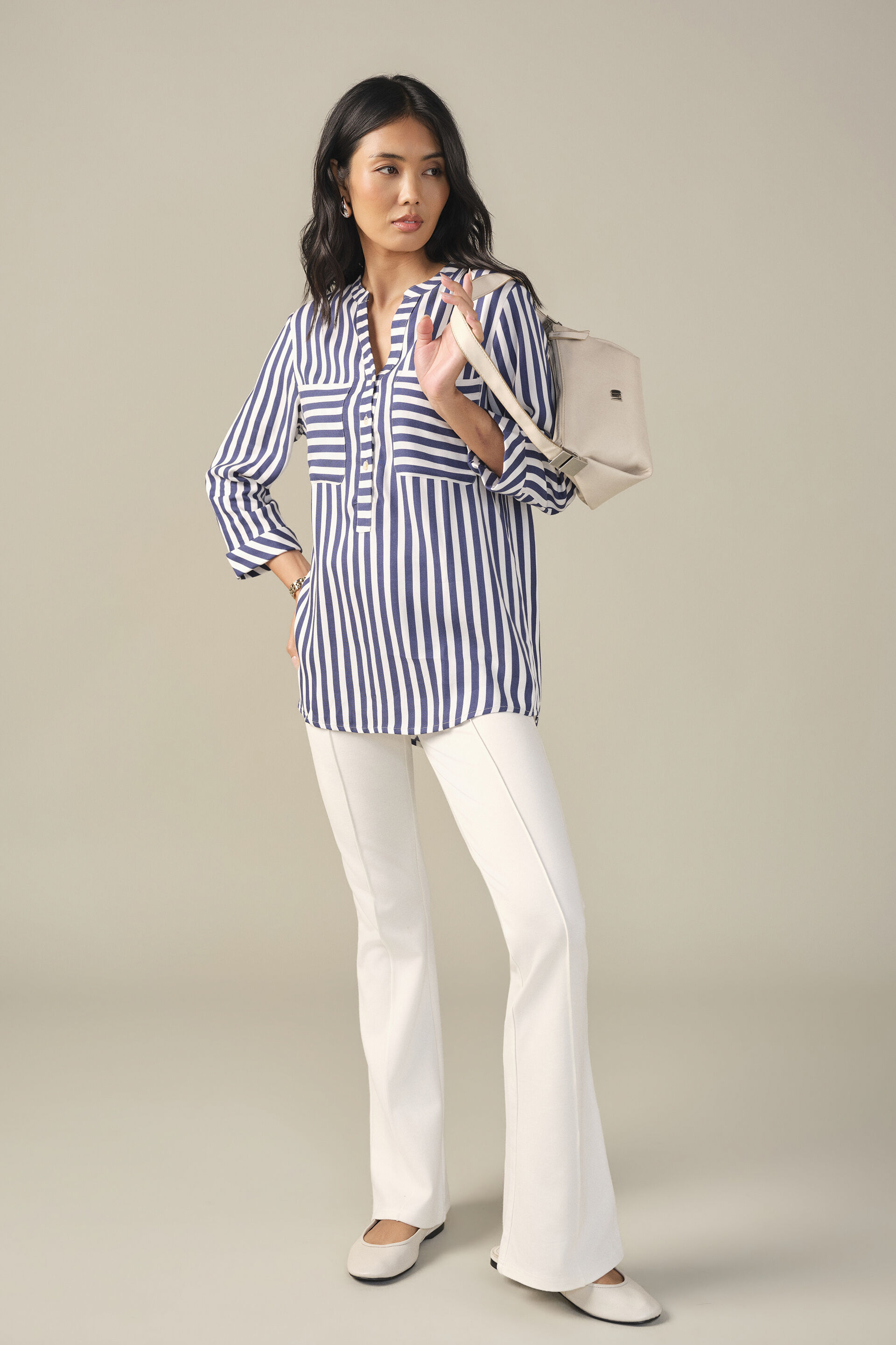 Striped Shirt in Navy, Blue, image 3